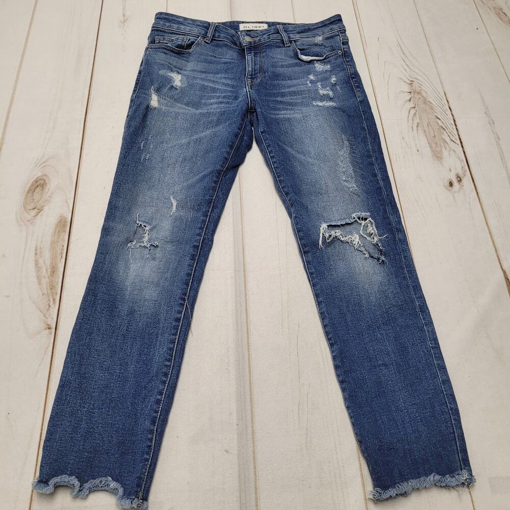 DL1961 Florence instasculpt crop skinny jeans ripped distressed stitched boho